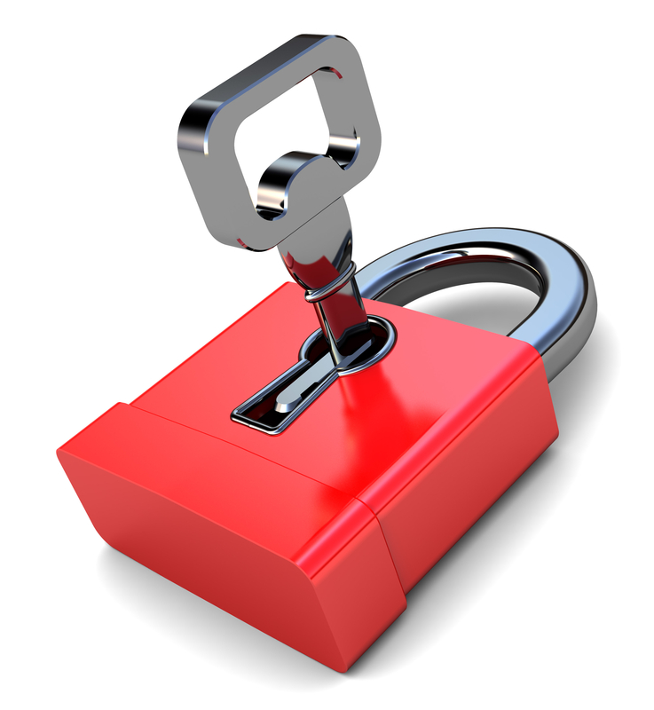 A physical lock and key