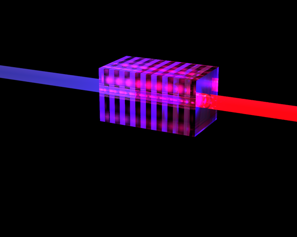Artist impression of the periodically poled crystal